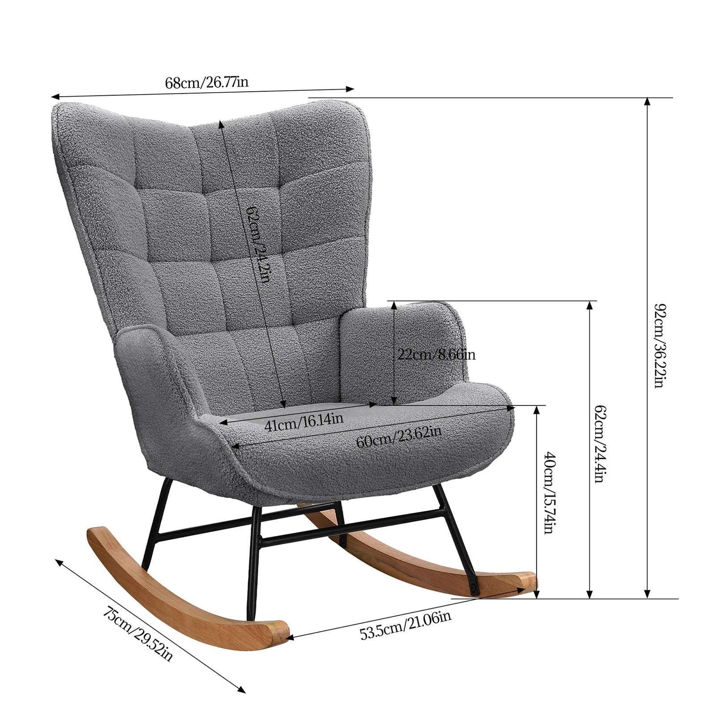 Chaise à Bascule en Métal et Bois – Élégance et Confort pour votre Salon.