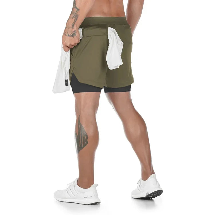 2 in 1 Sports Shorts - Comfort and Performance for Men.
