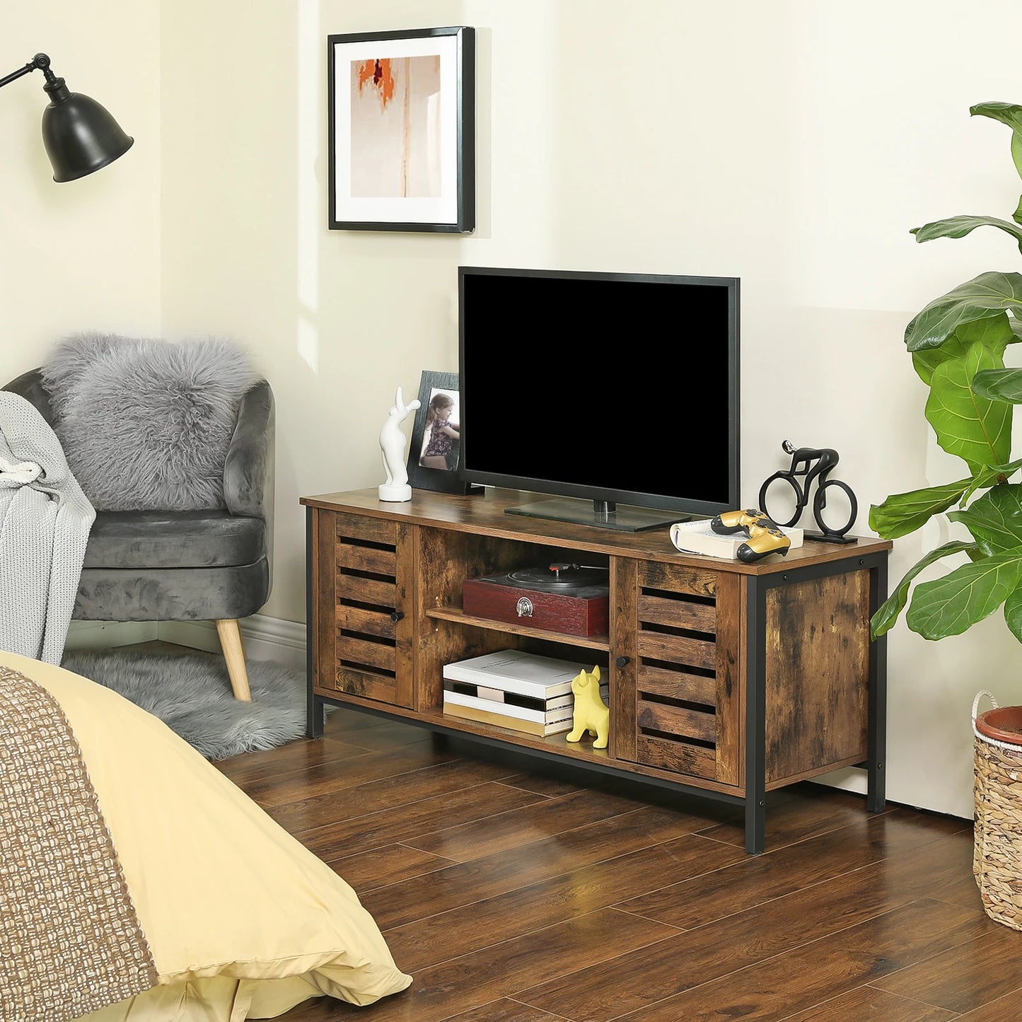 Meuble TV Industriel avec Rangement – Style & Fonctionnalité pour Votre Salon.