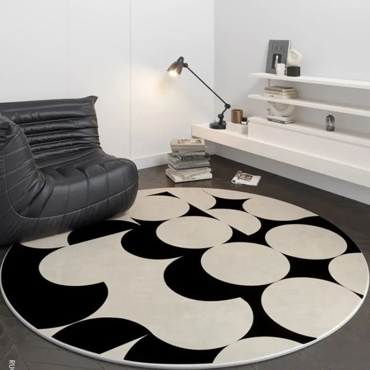 Tapis rond rayé en polyester – Confortable, antidérapant, Disponible en 9 modèles et 12 tailles.