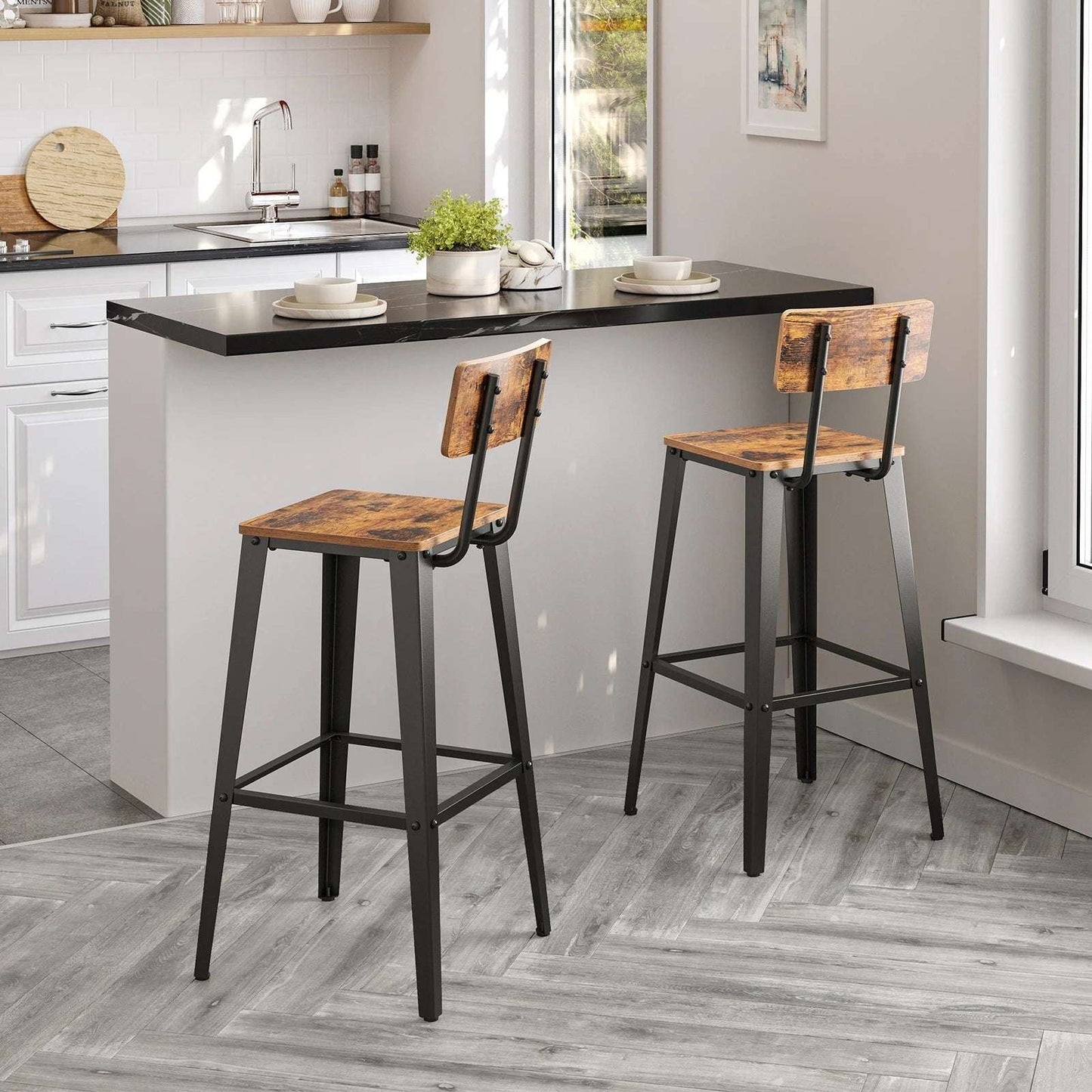 Lot de 2 Tabourets de Bar Industriels – Confort & Stabilité.