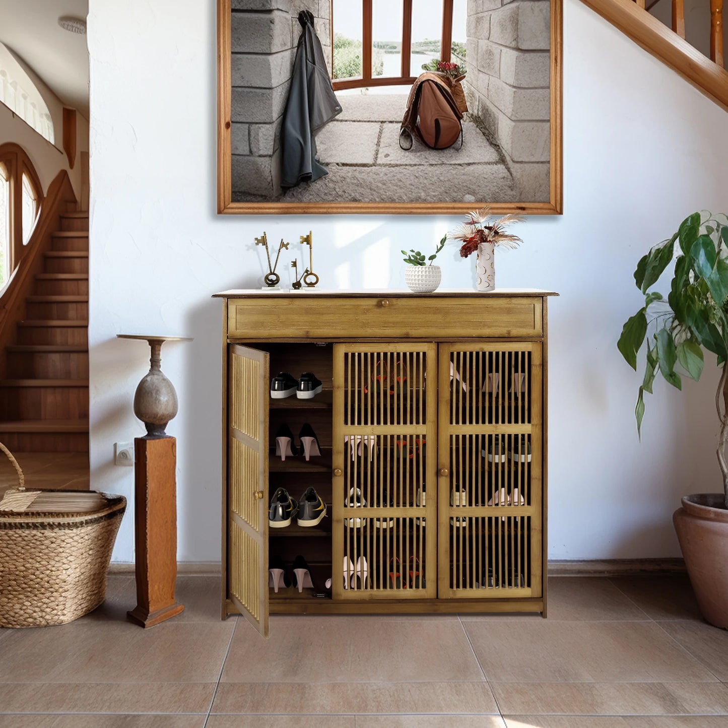 Bamboo Shoe Cabinet – Elegance and Storage