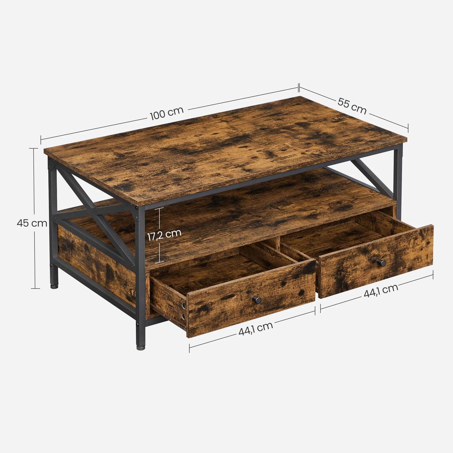 Table Basse Style Industriel avec Rangement – Fonctionnalité et Design.