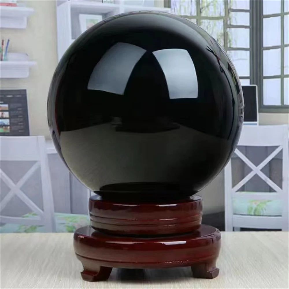 🖤 Sphère d’Obsidienne Noire Naturelle – Protection, Guérison & Feng Shui.