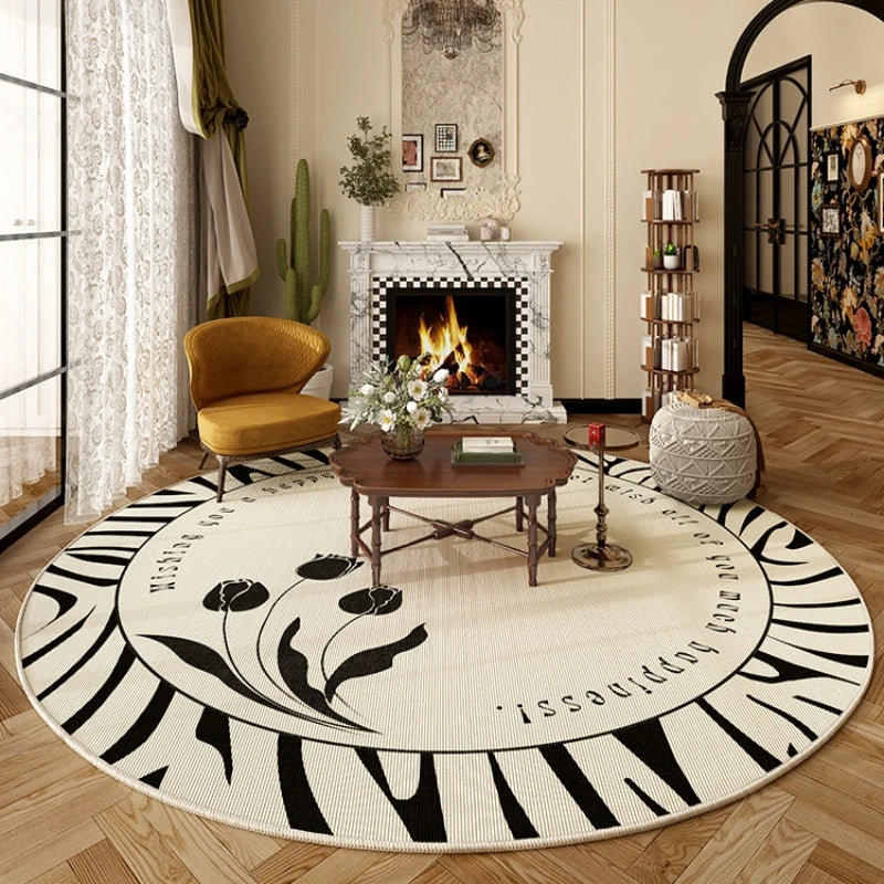 Tapis Rond Style Français – Doux, Lavable, Antidérapant.