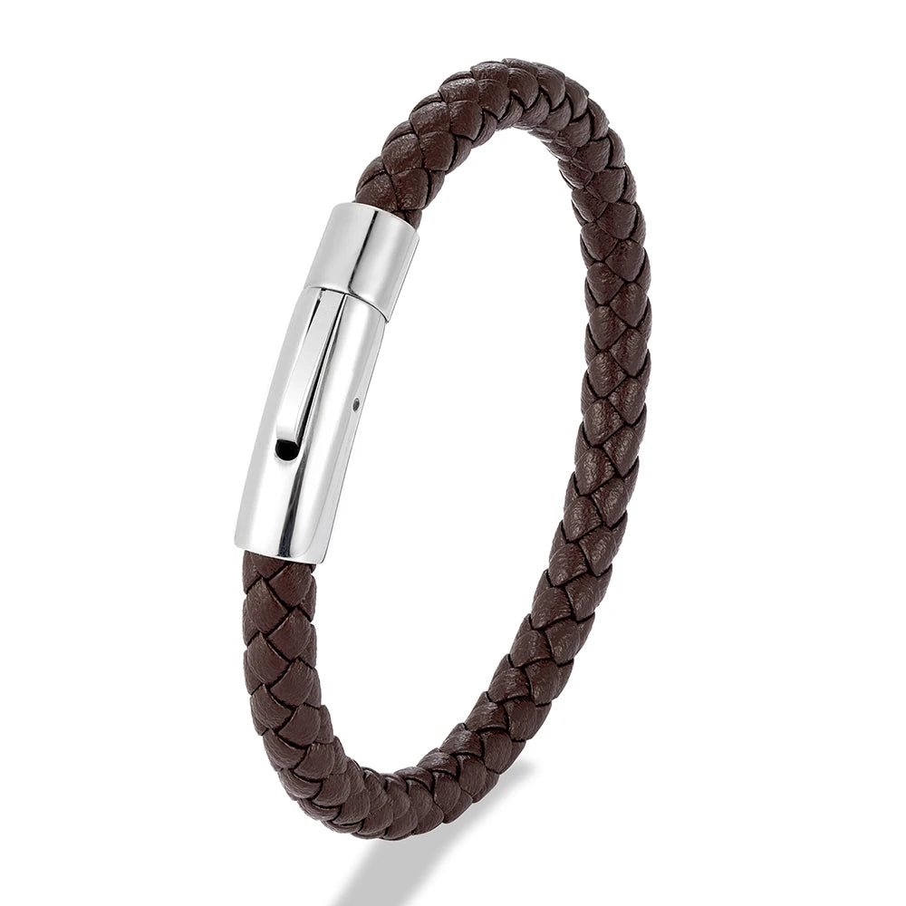 Bracelet en Cuir Tressé Rouge – Élégance & Simplicité.