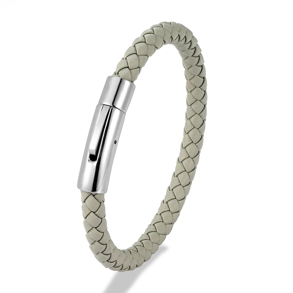 Bracelet en Cuir Tressé Rouge – Élégance & Simplicité.