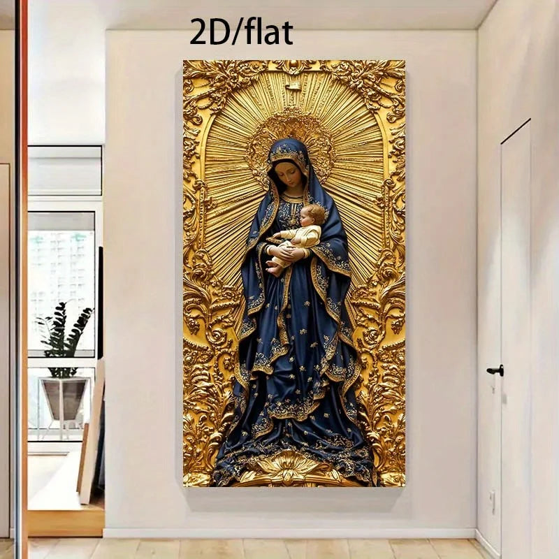 🙏 Toile Vierge Marie & Jeune Jésus.