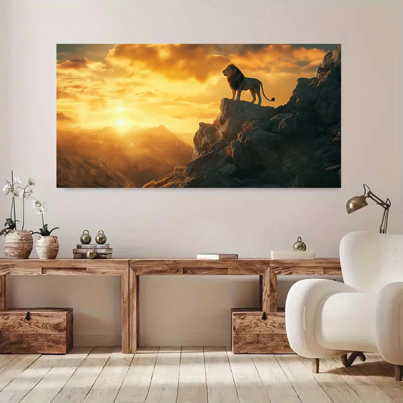 Toile Moderne Jeune Lion – Impression Abstraite Sans Cadre 60x120 cm.