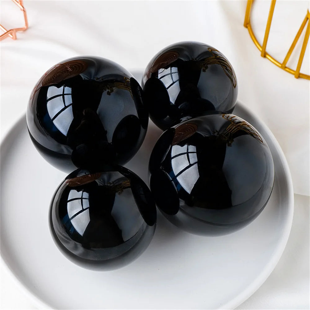 🖤 Sphère d’Obsidienne Noire Naturelle – Protection, Guérison & Feng Shui.