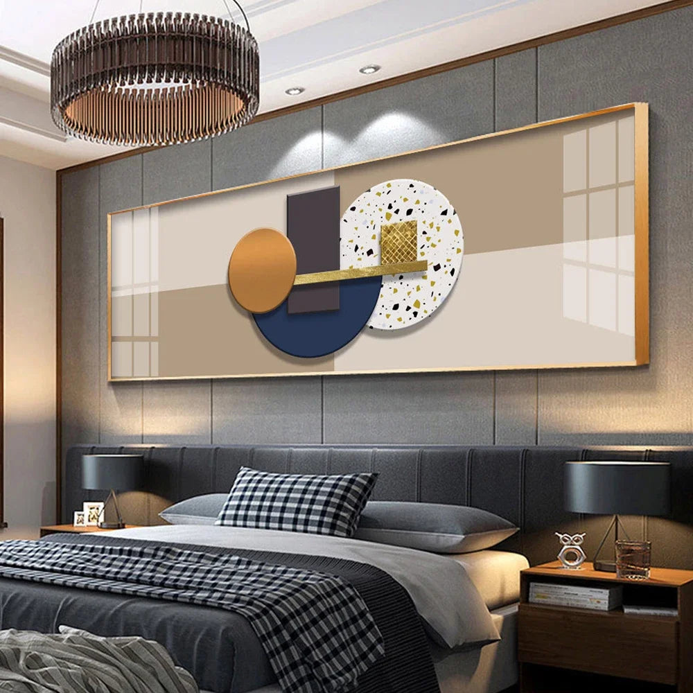 🖼️ Peinture sur Toile Dorée Art Géométrique Moderne & Luxe Abstrait.