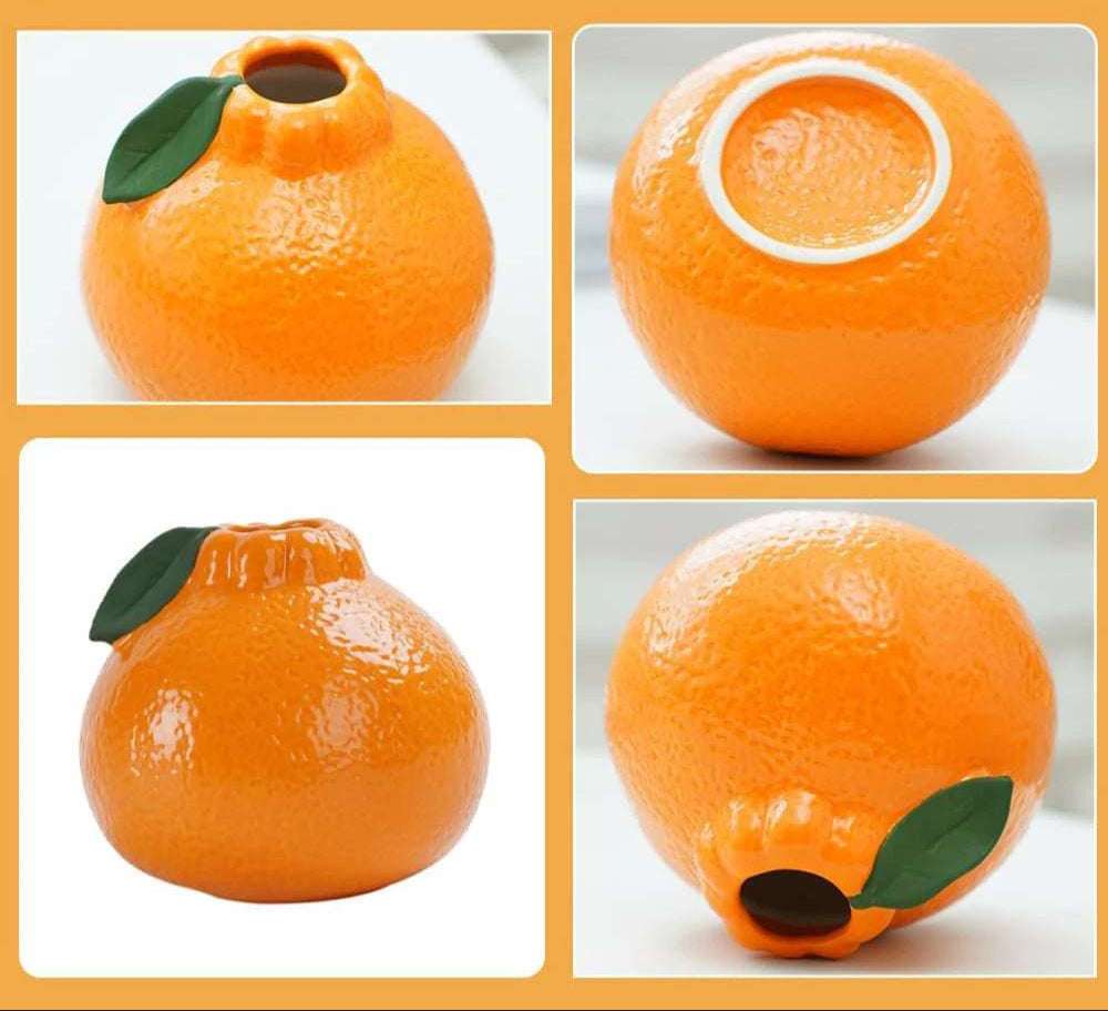 Vase en céramique orange pour la décoration intérieure, vase décoratif en forme de fruit, vase décoratif britannique, centres de table