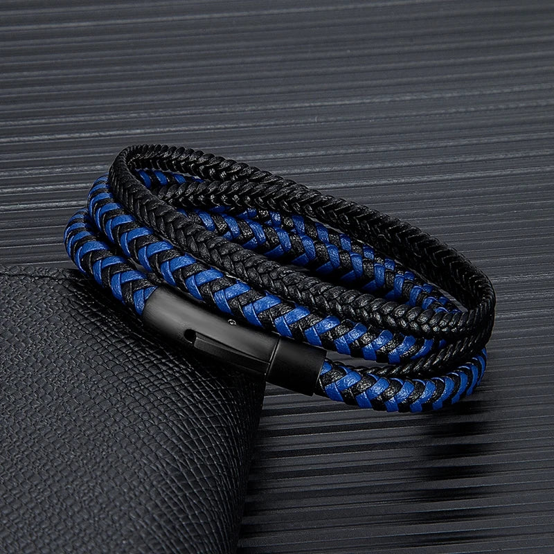 🖤 Bracelet en Cuir Double Couche pour Homme – Élégance et Simplicité.