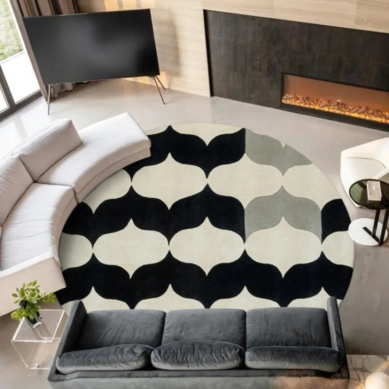 Tapis rond rayé en polyester – Confortable, antidérapant, Disponible en 9 modèles et 12 tailles.