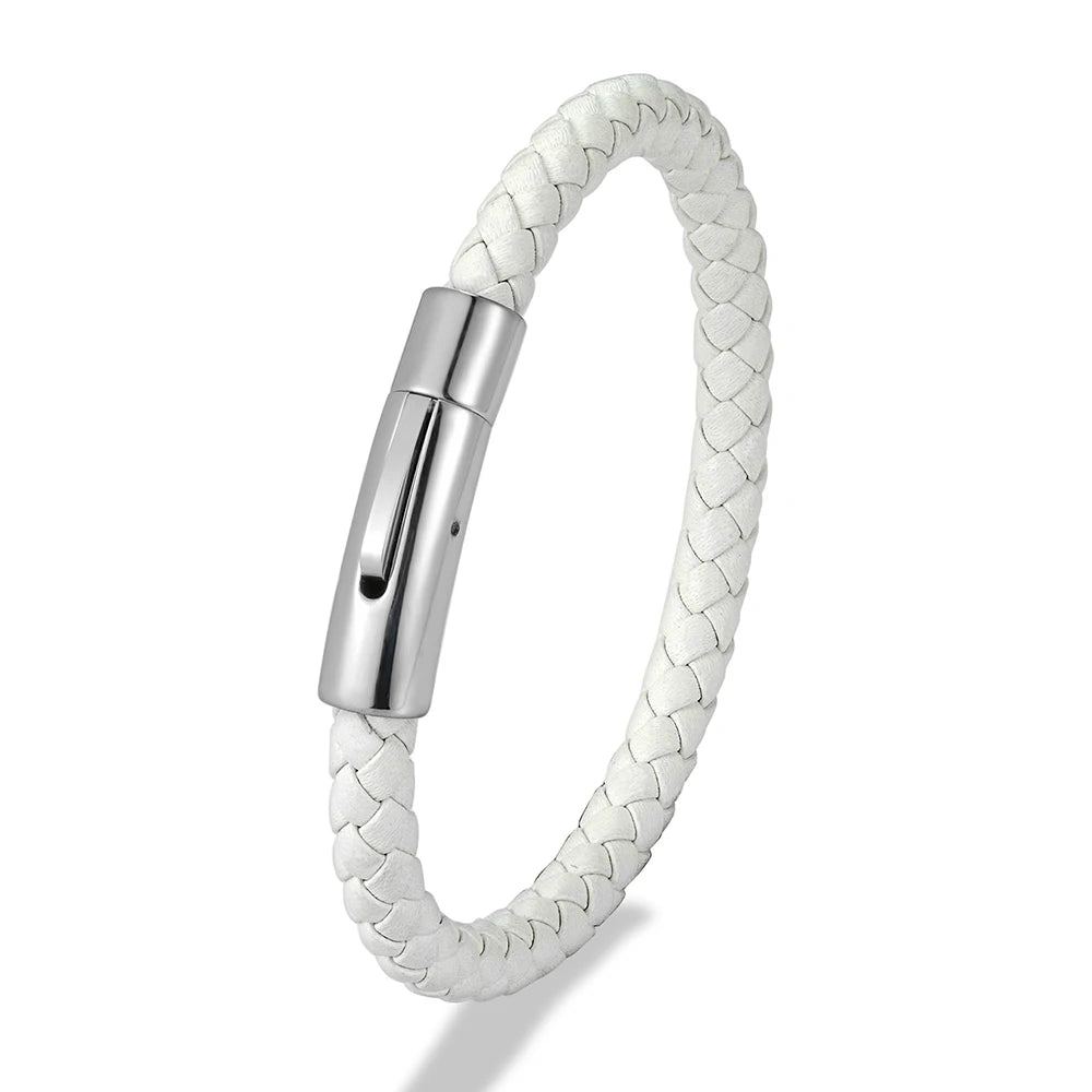 Bracelet en Cuir Tressé Rouge – Élégance & Simplicité.