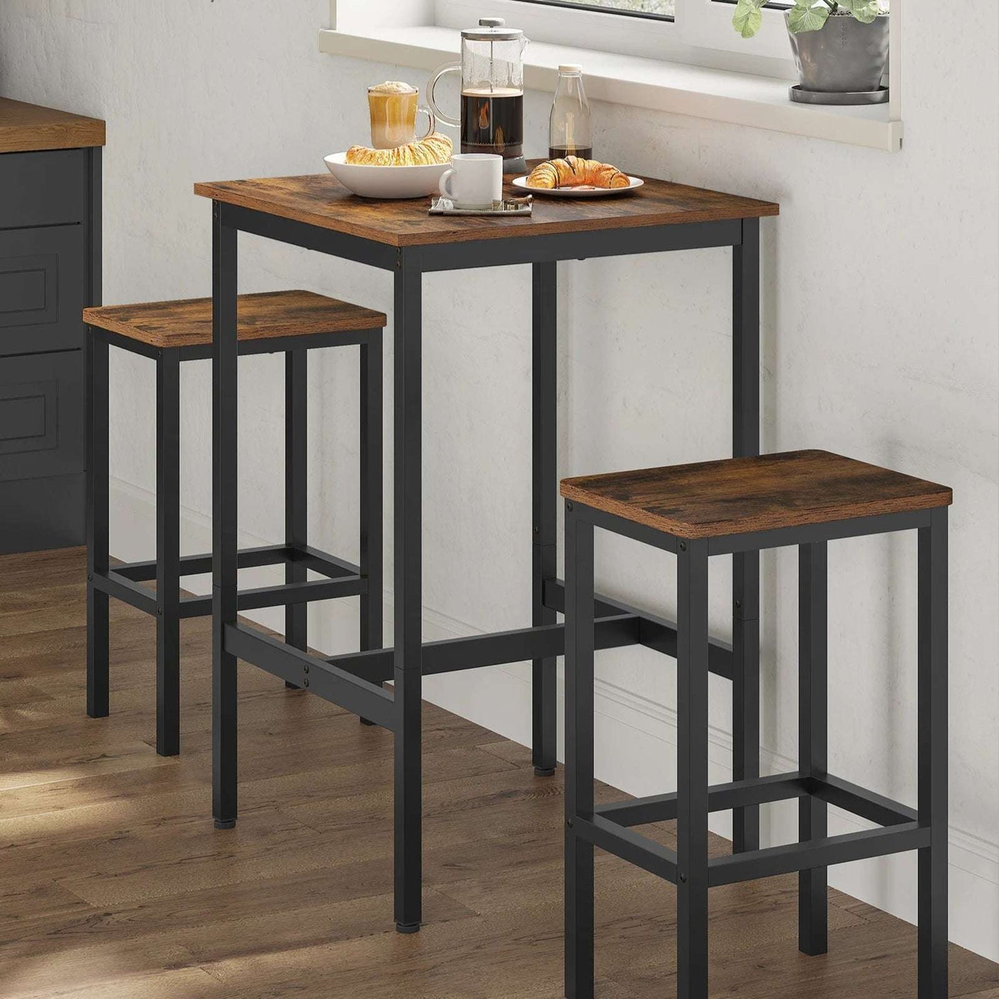 Table de Bar Industrielle avec Tabourets.