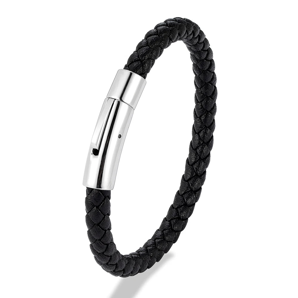Bracelet en Cuir Tressé Rouge – Élégance & Simplicité.