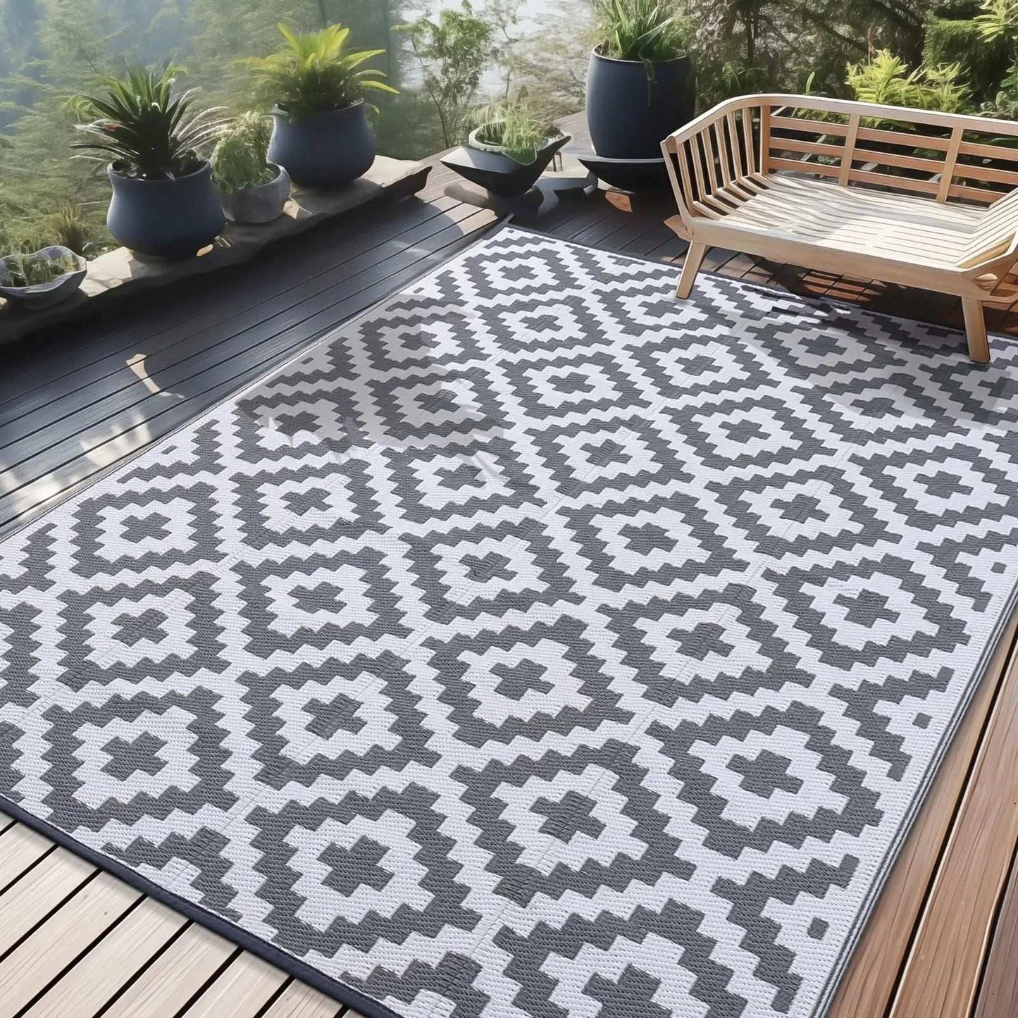 Tapis d'Extérieur Réversible en Paille Imperméable, 5 modèles différents et 5 tailles.