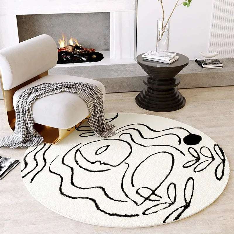 Tapis rond rayé en polyester – Confortable, antidérapant, Disponible en 9 modèles et 12 tailles.
