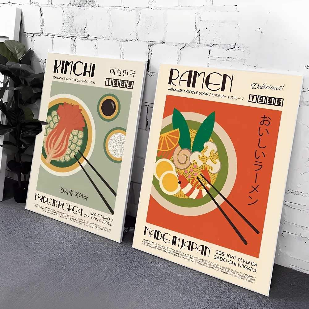 Sticker mural de paupières de papier blanc d'aliments japonais, autocollants muraux d'art, affiche pour la décoration de bar, décor de salon