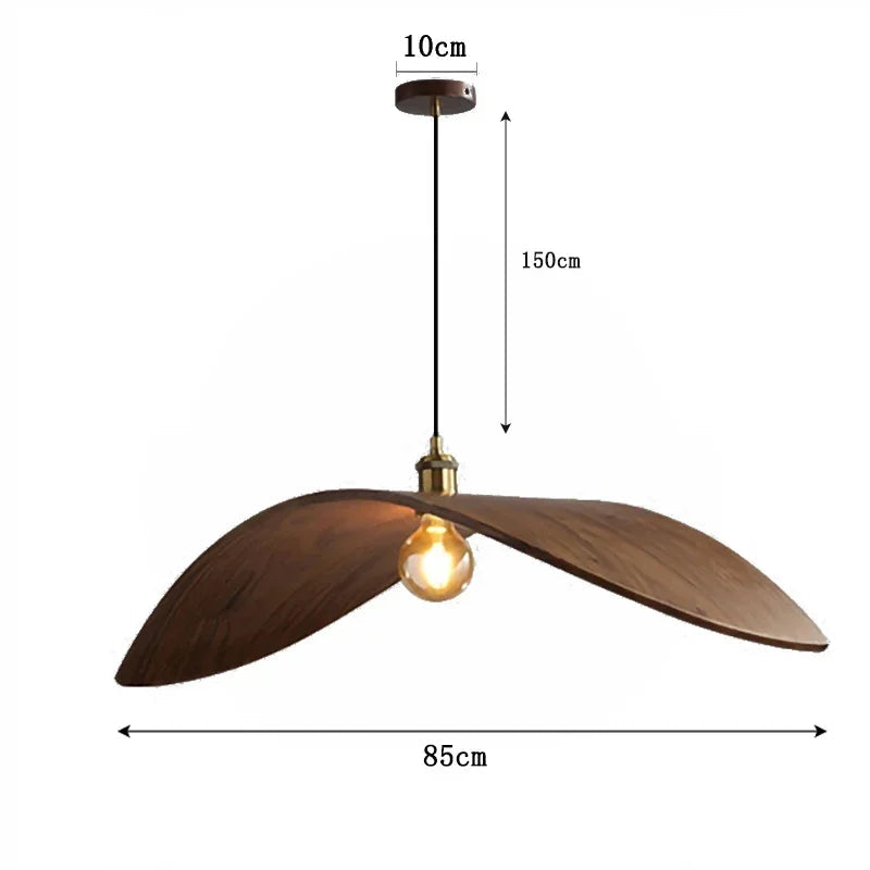 Walnut and Bamboo Wood Pendant Lamp – Natural Elegance and Unique Design.
