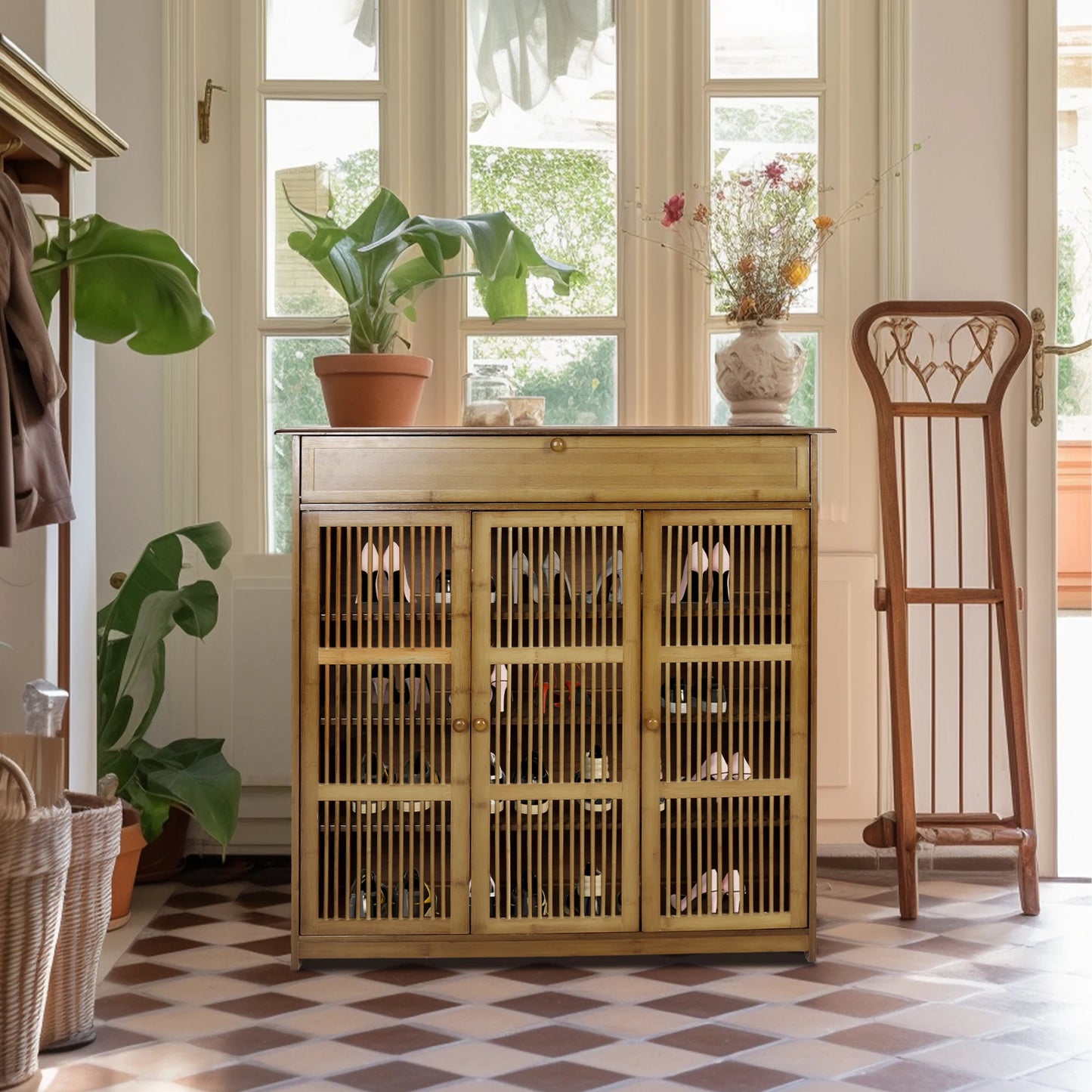 Bamboo Shoe Cabinet – Elegance and Storage