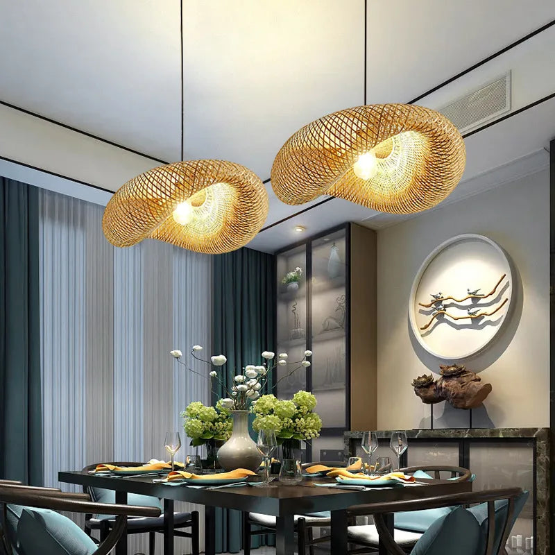 Woven Bamboo Chandelier – Natural and Handcrafted Elegance.