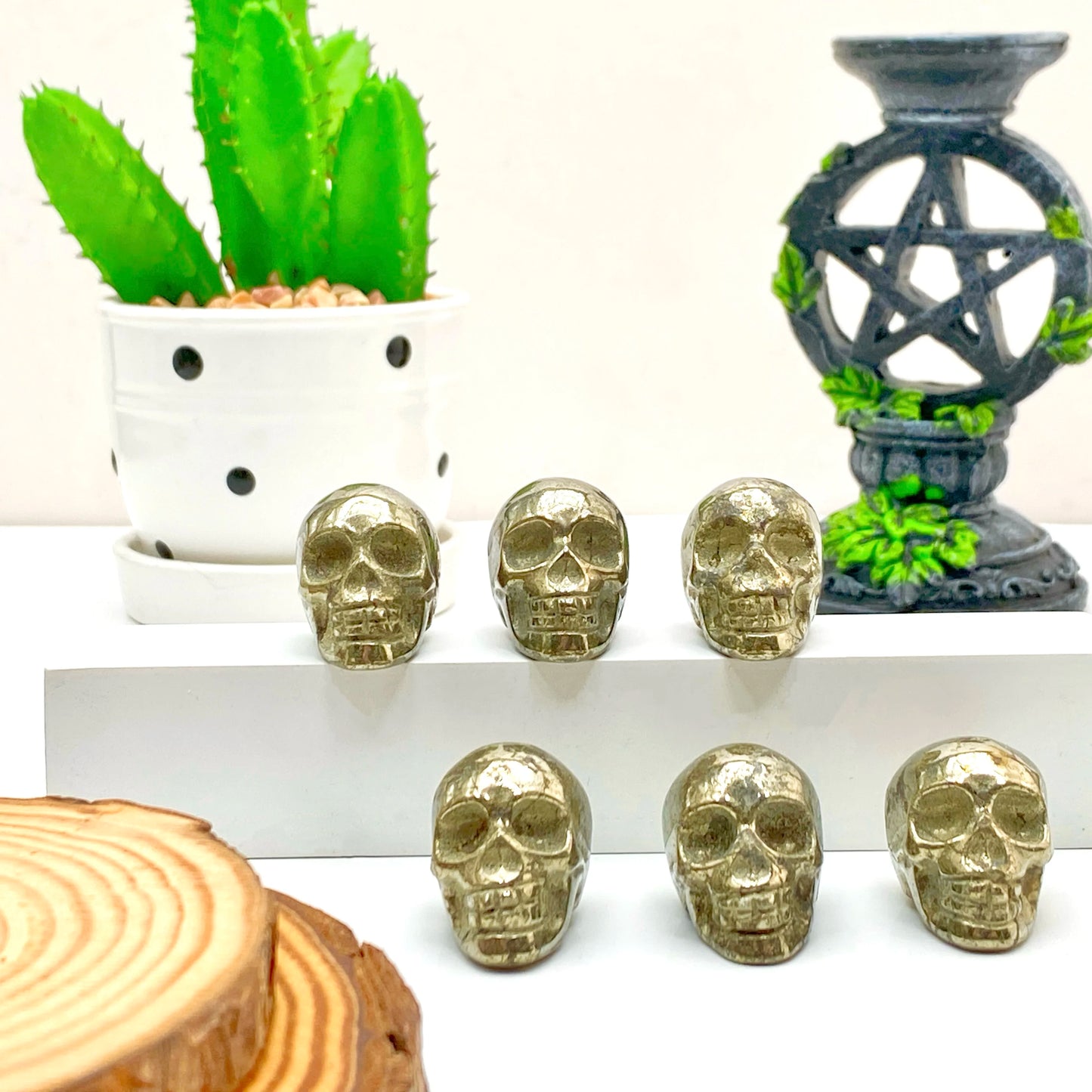 Crâne en Pyrite Naturelle – Décoration Artisanale Unique
