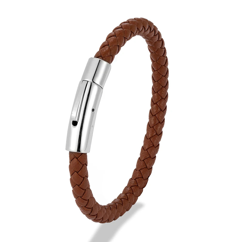 Bracelet en Cuir Tressé Rouge – Élégance & Simplicité.