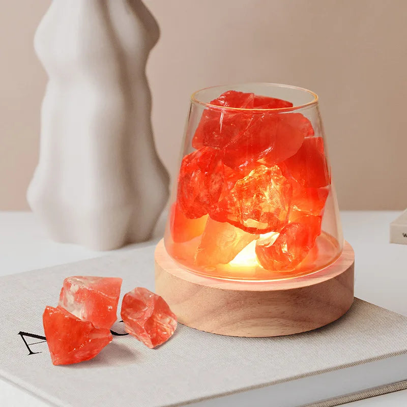 Lampe de Table en Cristal de Sel de l'Himalaya - Diffuseur d'Huiles Essentielles.