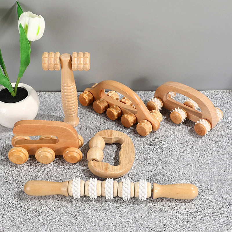 Wooden Massage Roller - Anti-Cellulite and Relaxation.