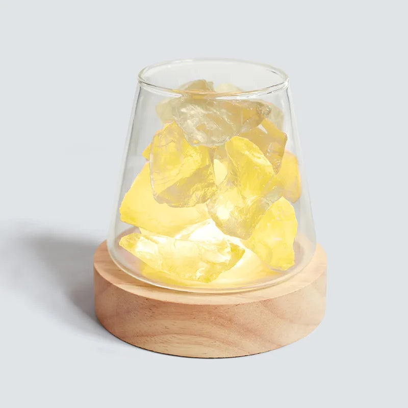 Lampe de Table en Cristal de Sel de l'Himalaya - Diffuseur d'Huiles Essentielles.