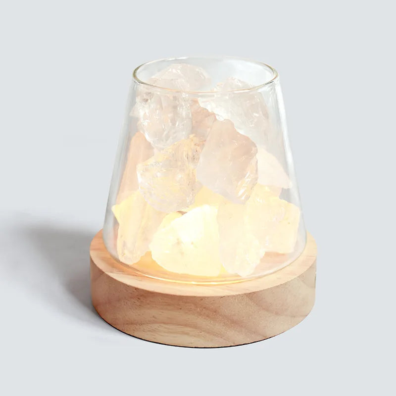 Lampe de Table en Cristal de Sel de l'Himalaya - Diffuseur d'Huiles Essentielles.