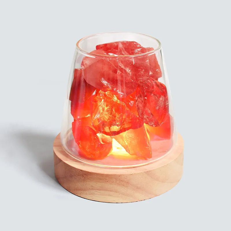 Lampe de Table en Cristal de Sel de l'Himalaya - Diffuseur d'Huiles Essentielles.