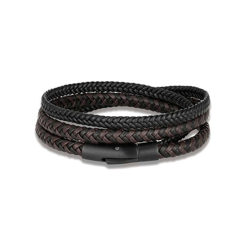 🖤 Bracelet en Cuir Double Couche pour Homme – Élégance et Simplicité.