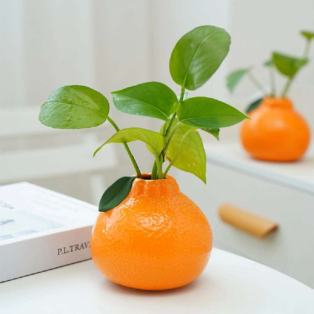 Vase en céramique orange pour la décoration intérieure, vase décoratif en forme de fruit, vase décoratif britannique, centres de table