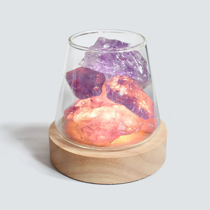 Lampe de Table en Cristal de Sel de l'Himalaya - Diffuseur d'Huiles Essentielles.