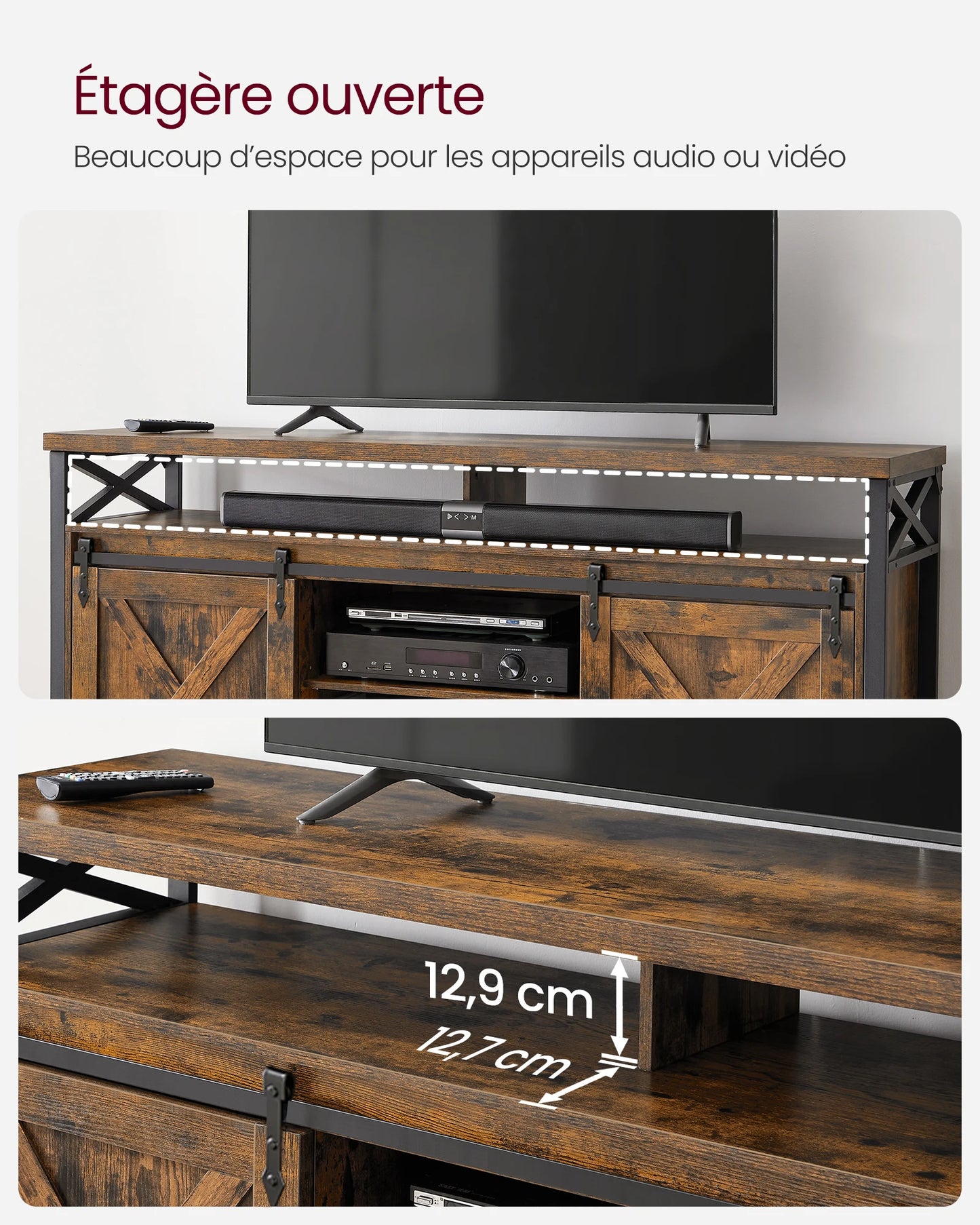 Meuble TV – Charme Rustique et Organisation Parfaite.