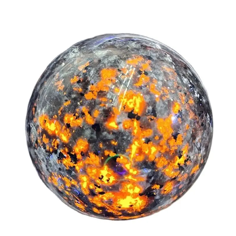 🔮 Sphère de Yooperlite Naturelle – Énergie des Chakras & Décoration Lumineuse.