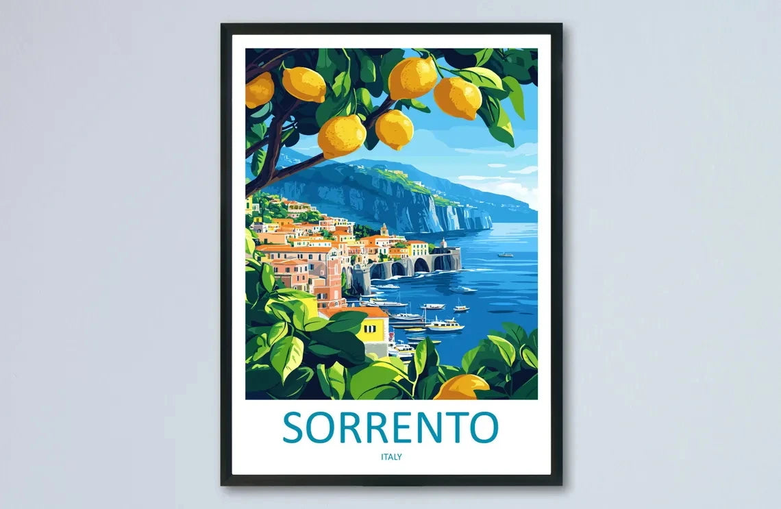 Toile Citronnier et Fruits Jaunes, Art Mural Naturel Méditerranéen.