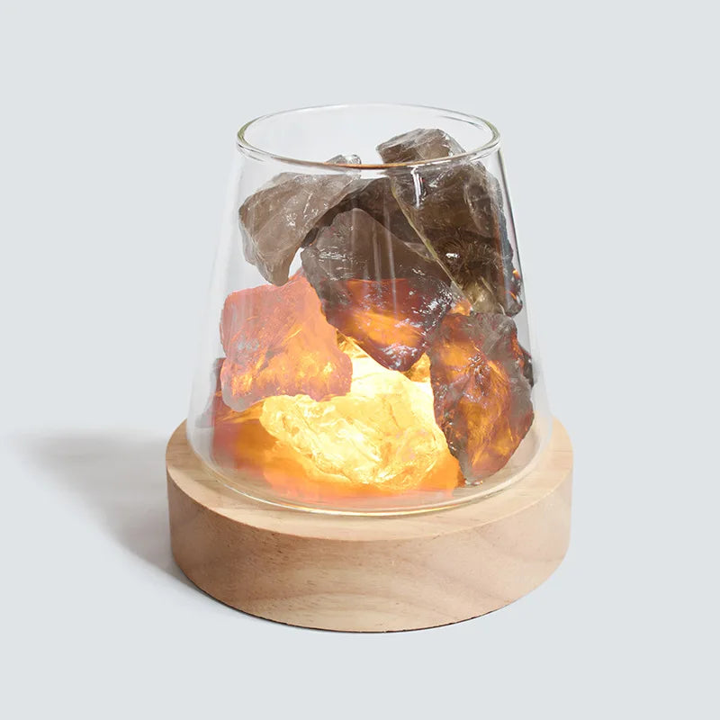 Lampe de Table en Cristal de Sel de l'Himalaya - Diffuseur d'Huiles Essentielles.