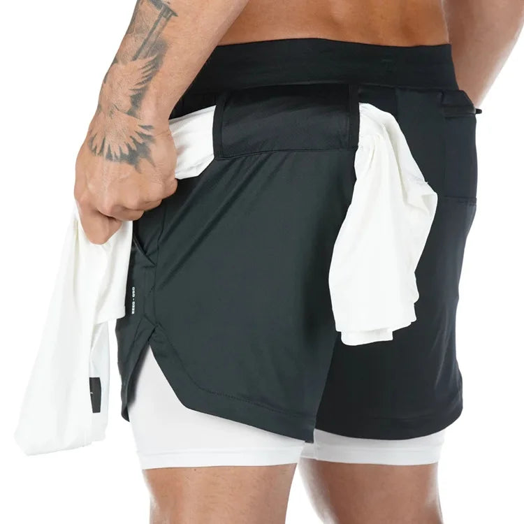 2 in 1 Sports Shorts - Comfort and Performance for Men.