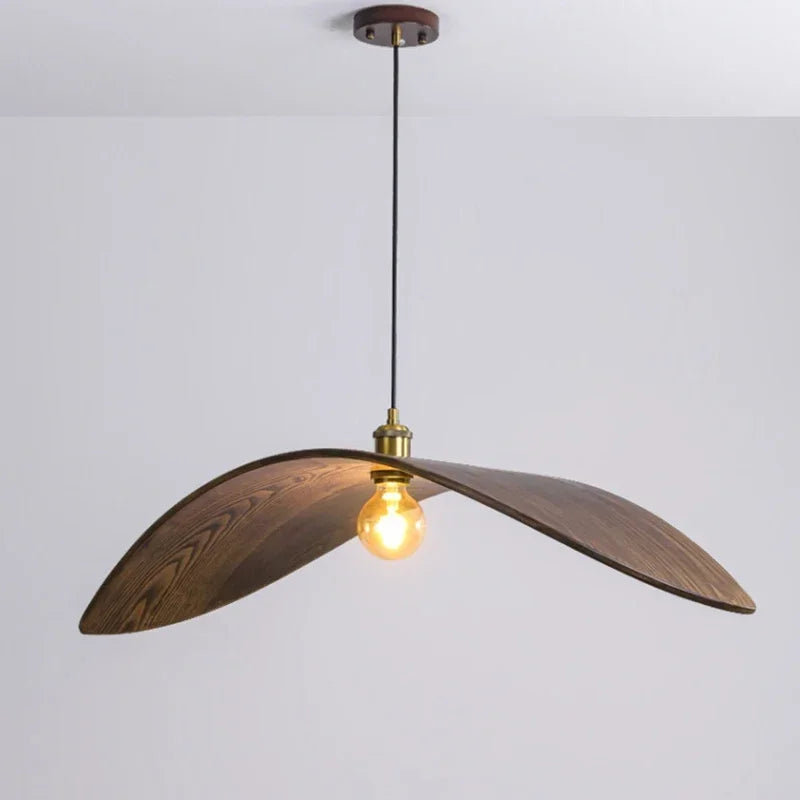 Walnut and Bamboo Wood Pendant Lamp – Natural Elegance and Unique Design.