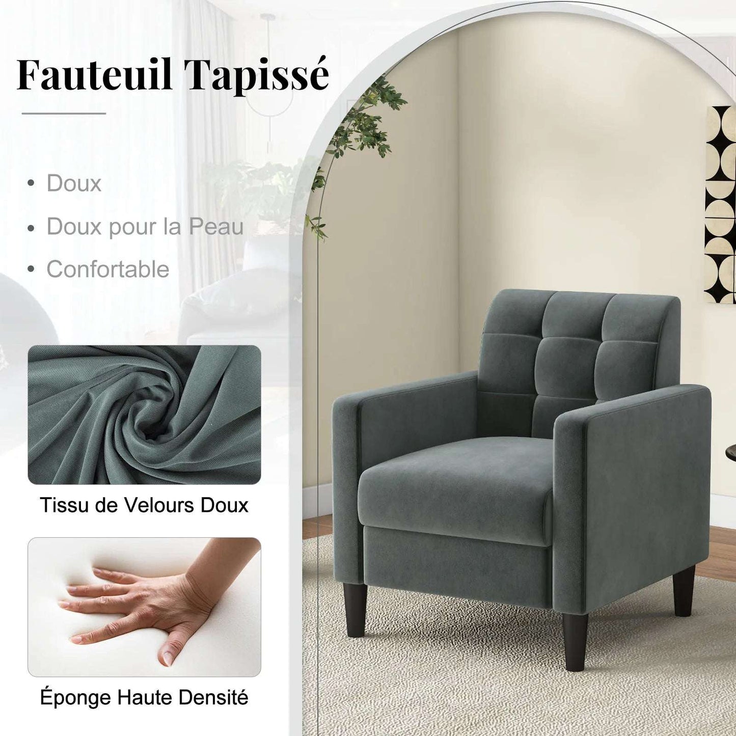 Fauteuil en Velours – Élégance & Confort Intemporel.
