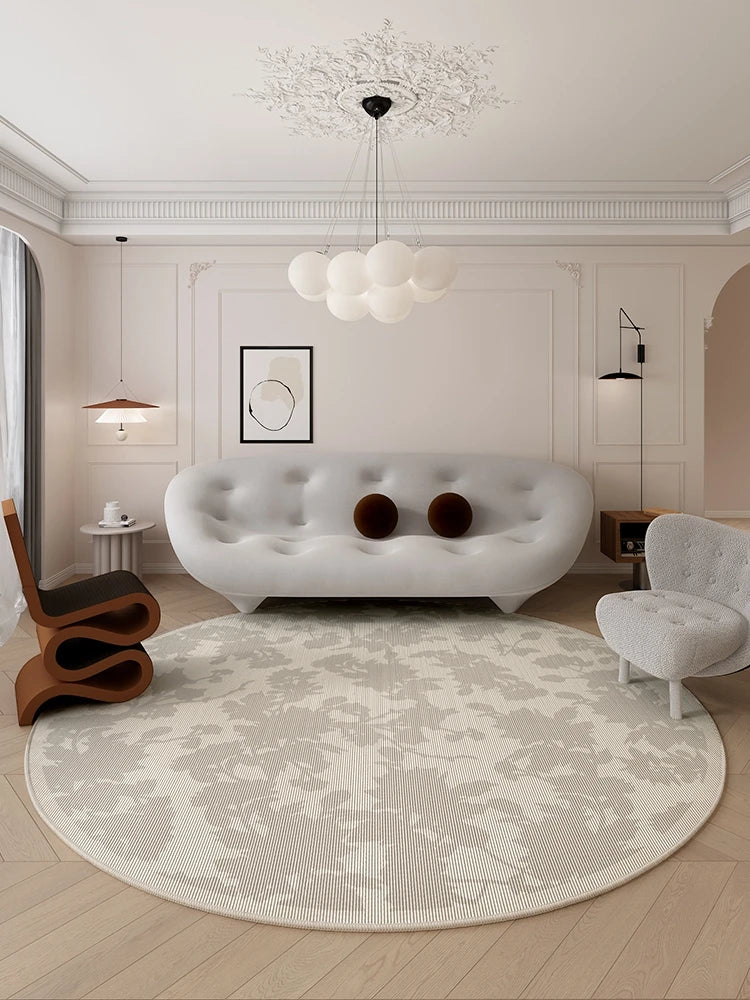 Tapis Rond Style Français – Doux, Lavable, Antidérapant.