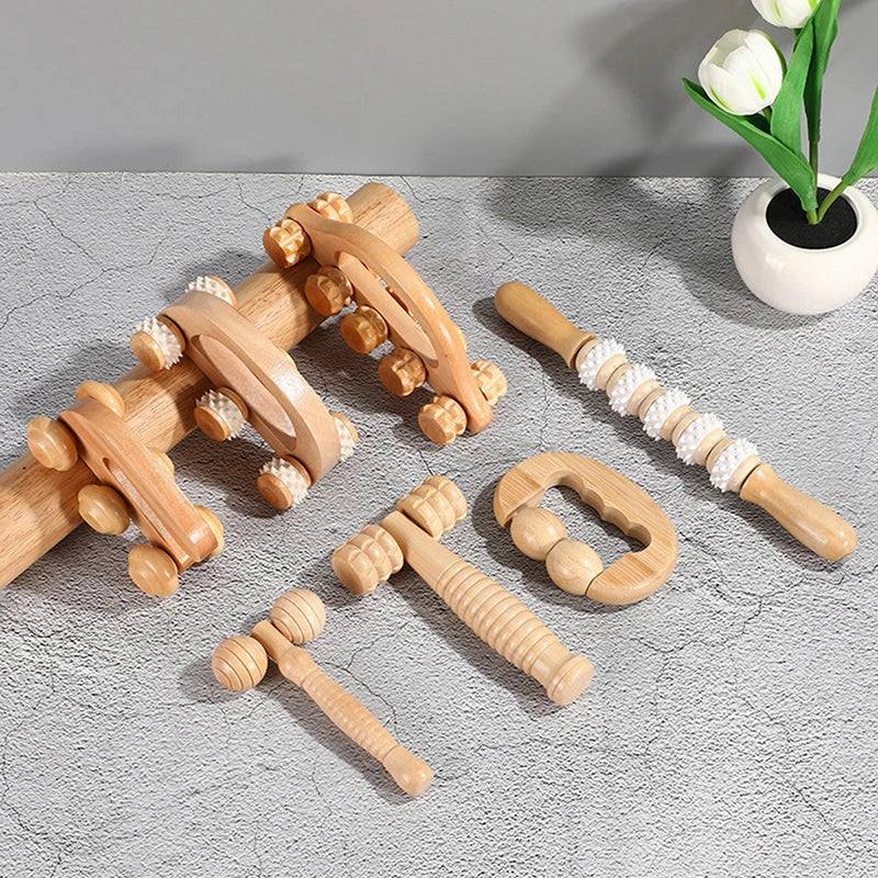Wooden Massage Roller - Anti-Cellulite and Relaxation.