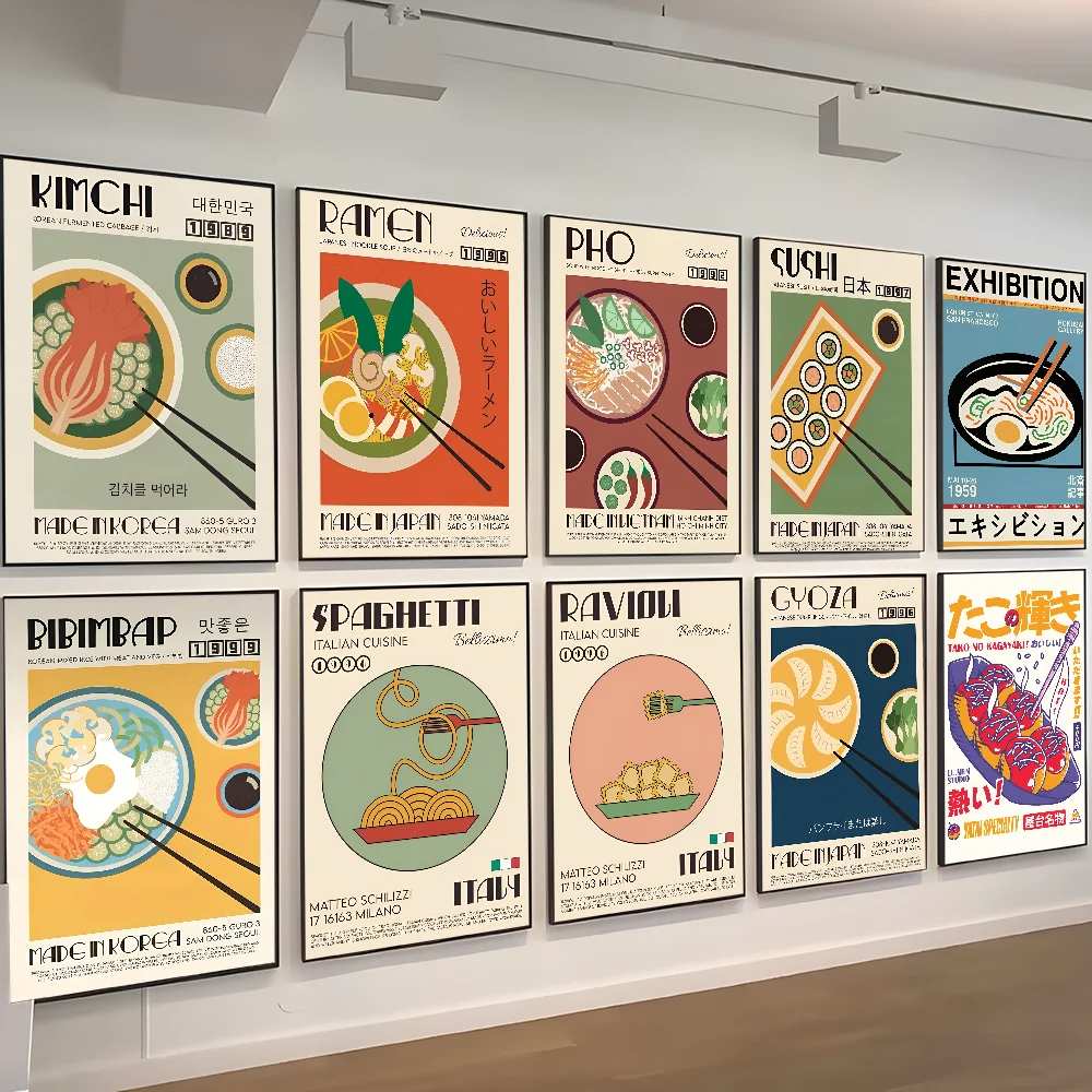 Sticker mural de paupières de papier blanc d'aliments japonais, autocollants muraux d'art, affiche pour la décoration de bar, décor de salon