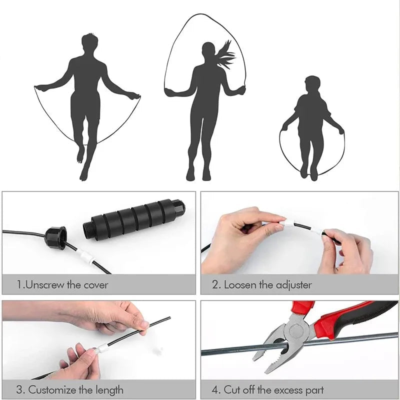 Corde à Sauter en Fil d'Acier avec Poignées Ergonomiques.