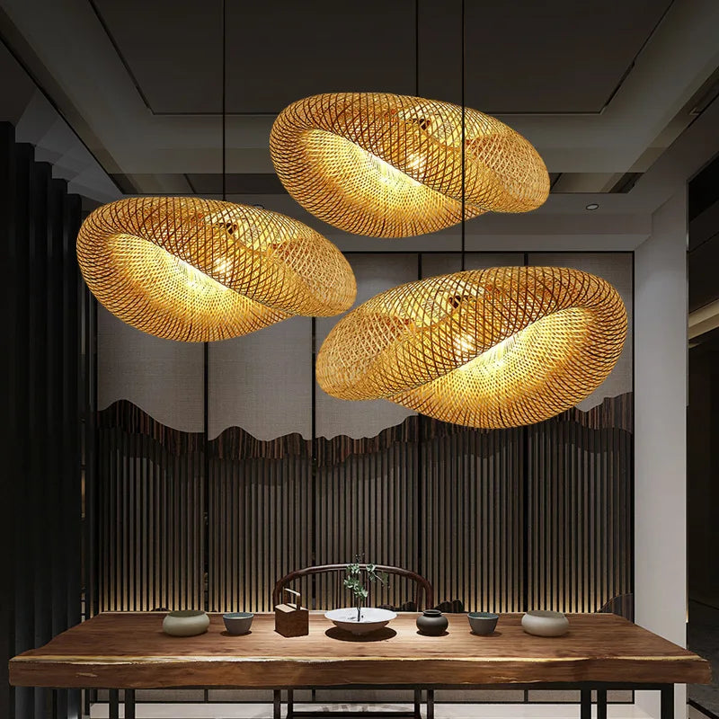 Woven Bamboo Chandelier – Natural and Handcrafted Elegance.