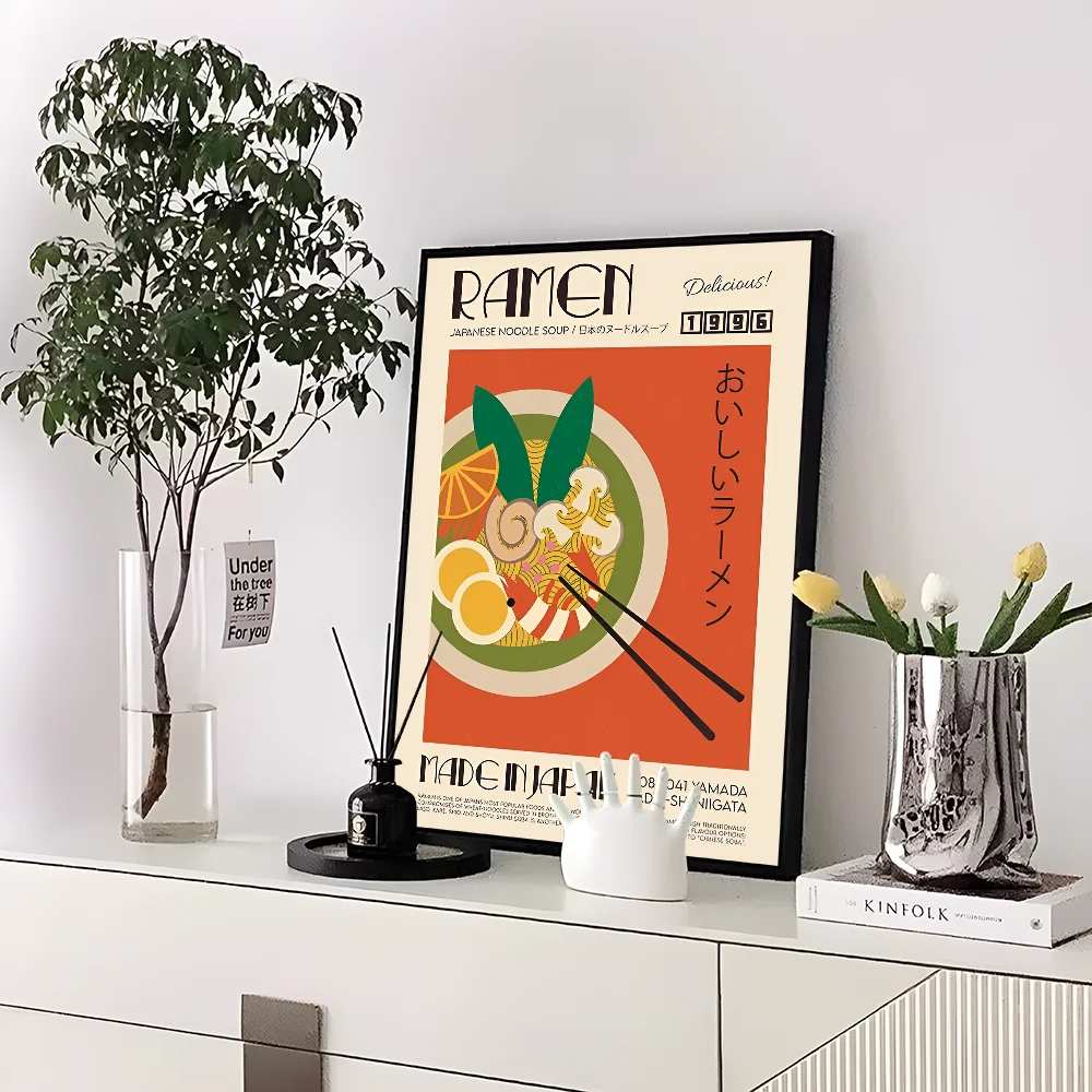 Sticker mural de paupières de papier blanc d'aliments japonais, autocollants muraux d'art, affiche pour la décoration de bar, décor de salon